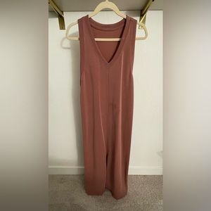 Size 8 Lululemon Ease of It All V-Neck Midi Dress in Spiced Chai (Rose Pink)